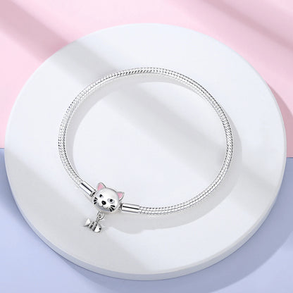 Volayer 925 Sterling Silver Bracelets Pavé Heart Shell Feathers Dreamcatcher Crown Clasp Snake Chain Bracelets Love Wing Bangles