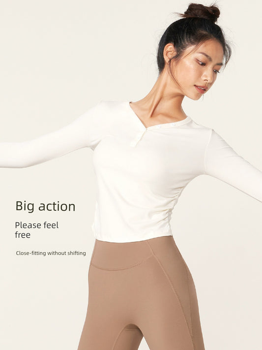 Slim Fit and Quick-Drying V Neck Long Sleeve Pilates Women's Yoga Clothes