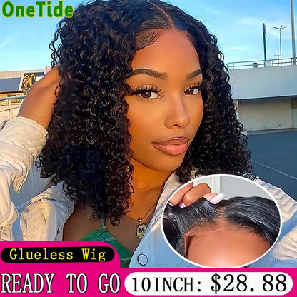 Glueless Wig Human Hair Ready t4x4  Lace Curly Human Hair Wigs for Women