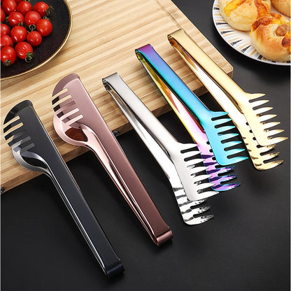 Stainless Steel Gold Kitchen BBQ Tongs Multiple Styles Cake Clip Food Steak Clamp Kitchenware Accessories Home Cooking Utensils