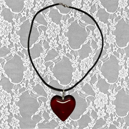 Y2k Love Heart Necklace Rope Chain Girls Rave Gift Gothic Jewelry