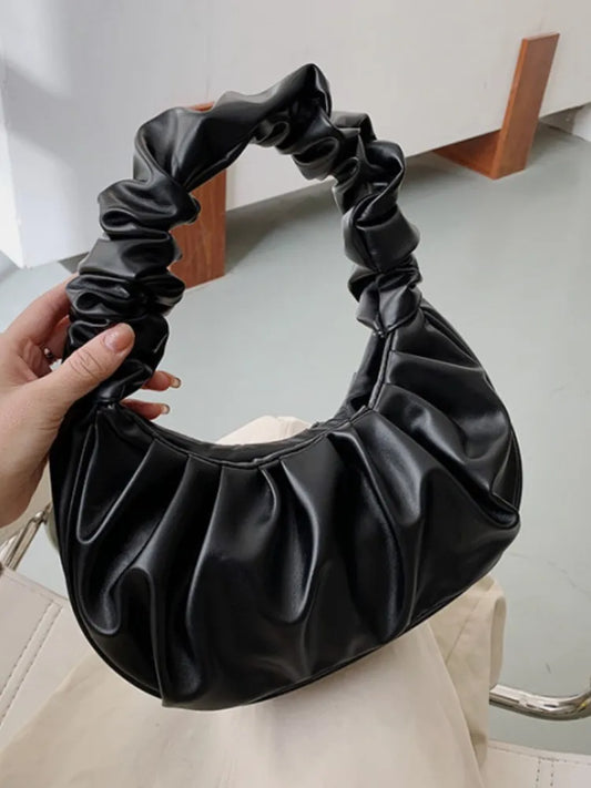 Fashion Pleated Handlebags for Women PU Cloud Bags