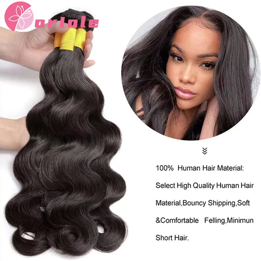 Brazilian Body Wave Human Hair Bundles Double Weft Bundles Hair Extensions