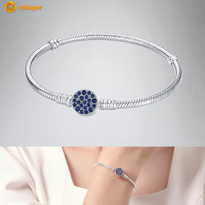 Volayer 925 Sterling Silver Bracelets Pavé Heart Shell Feathers Dreamcatcher Crown Clasp Snake Chain Bracelets Love Wing Bangles