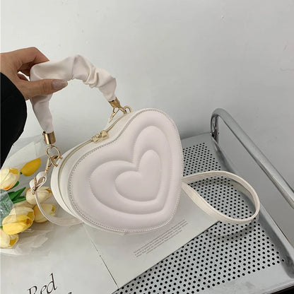 Fashion Love Heartmen Solid Pu Leather Top Handle Bag