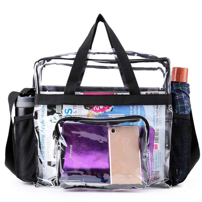 Portable PVC Transparent Shoulder Crossbody Bag Tote Satchel Handbag for Women Lady Large Capacity Clear Bag Shopping Handbag