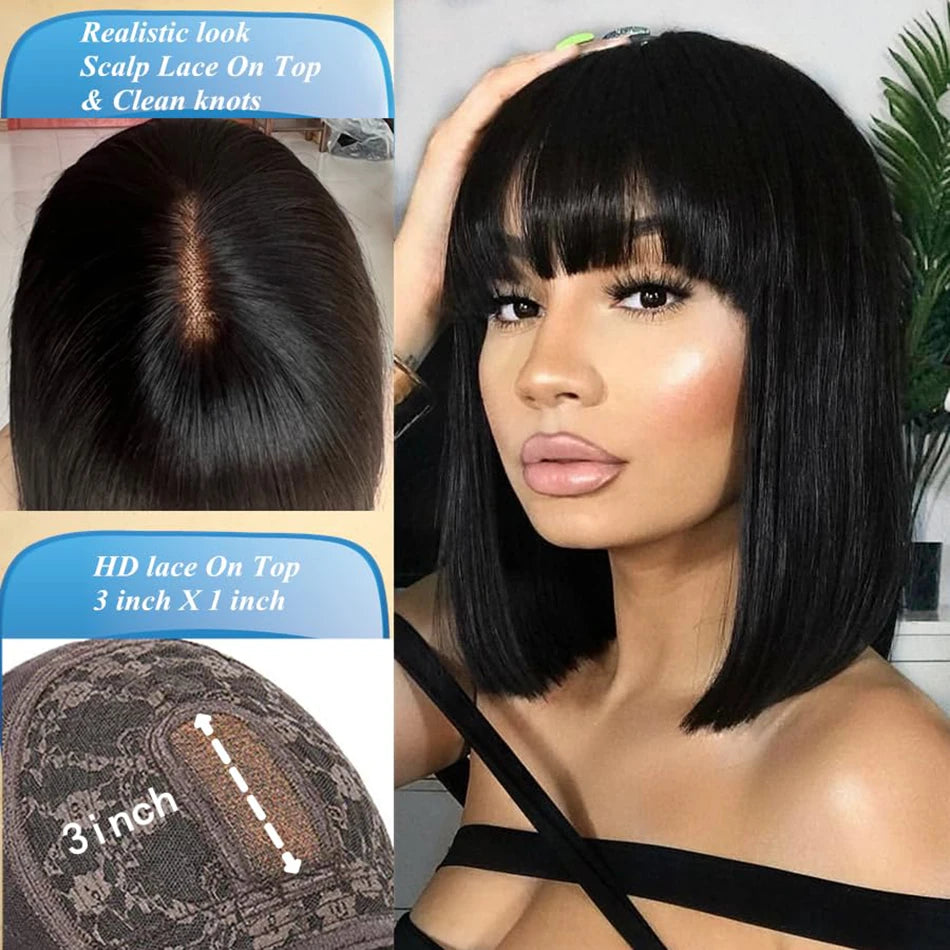 Wiggogo 3X1 Middle Part Lace Wig Straight Human Hair Wig