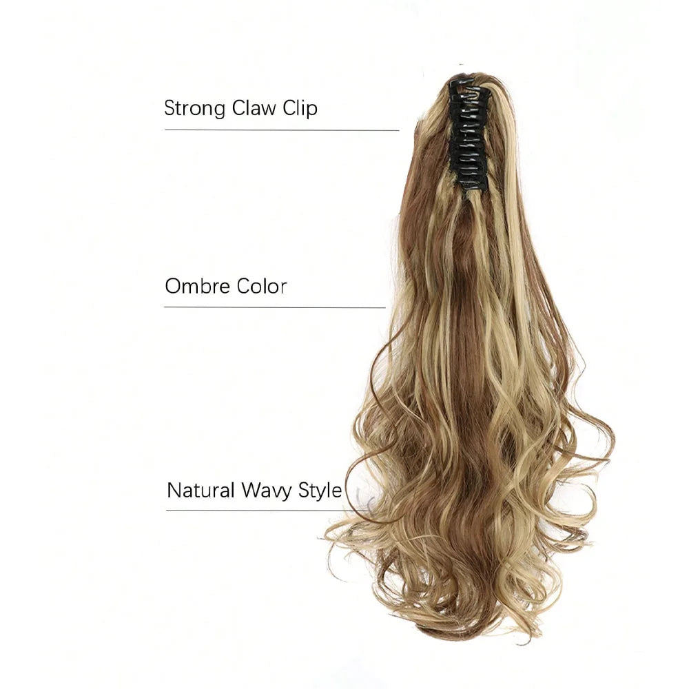 Claw Clip In Wavy Ponytail Extensions Synthetic Fiber Hair Piecil