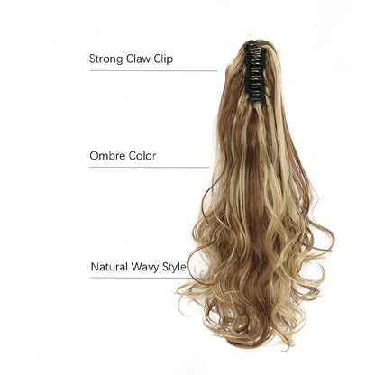 Claw Clip In Wavy Ponytail Extensions Synthetic Fiber Hair Piecil