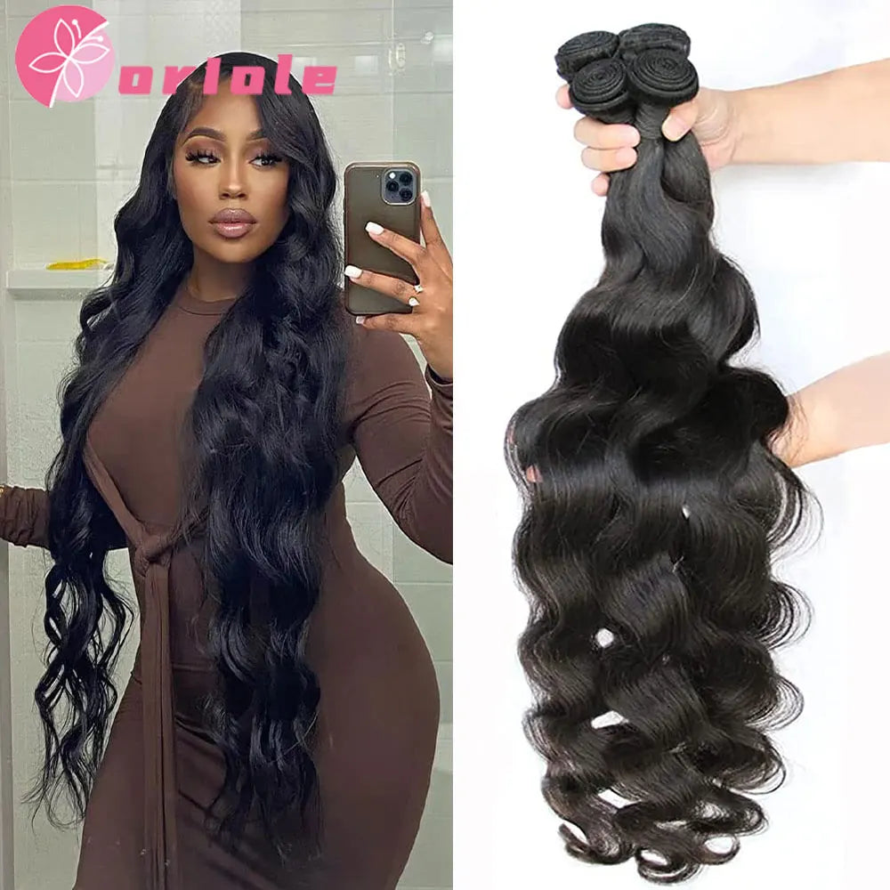 Brazilian Body Wave Human Hair Bundles Double Weft Bundles Hair Extensions