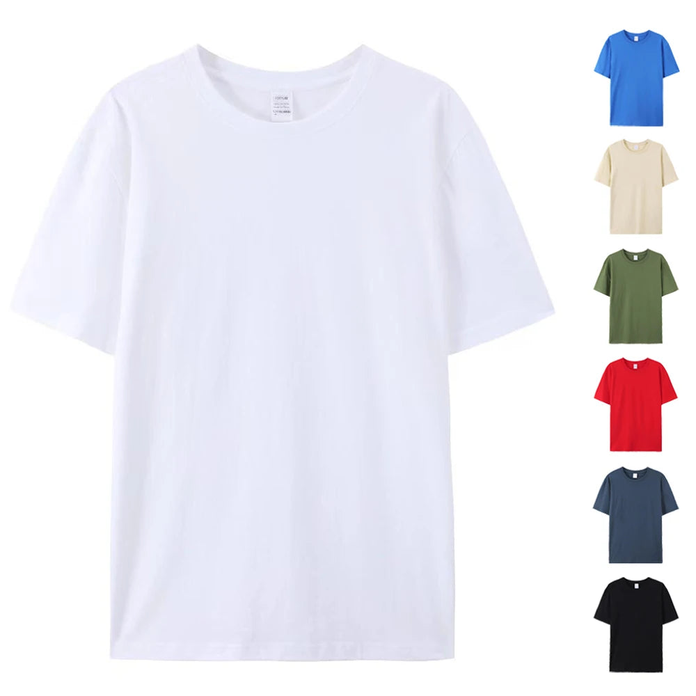 100% Cotton White Tshirt Unis Tee Shirt Homme Coton