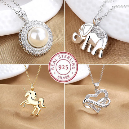 925 Sterling Silver Necklace Elephant Pendant AAaces Wedding