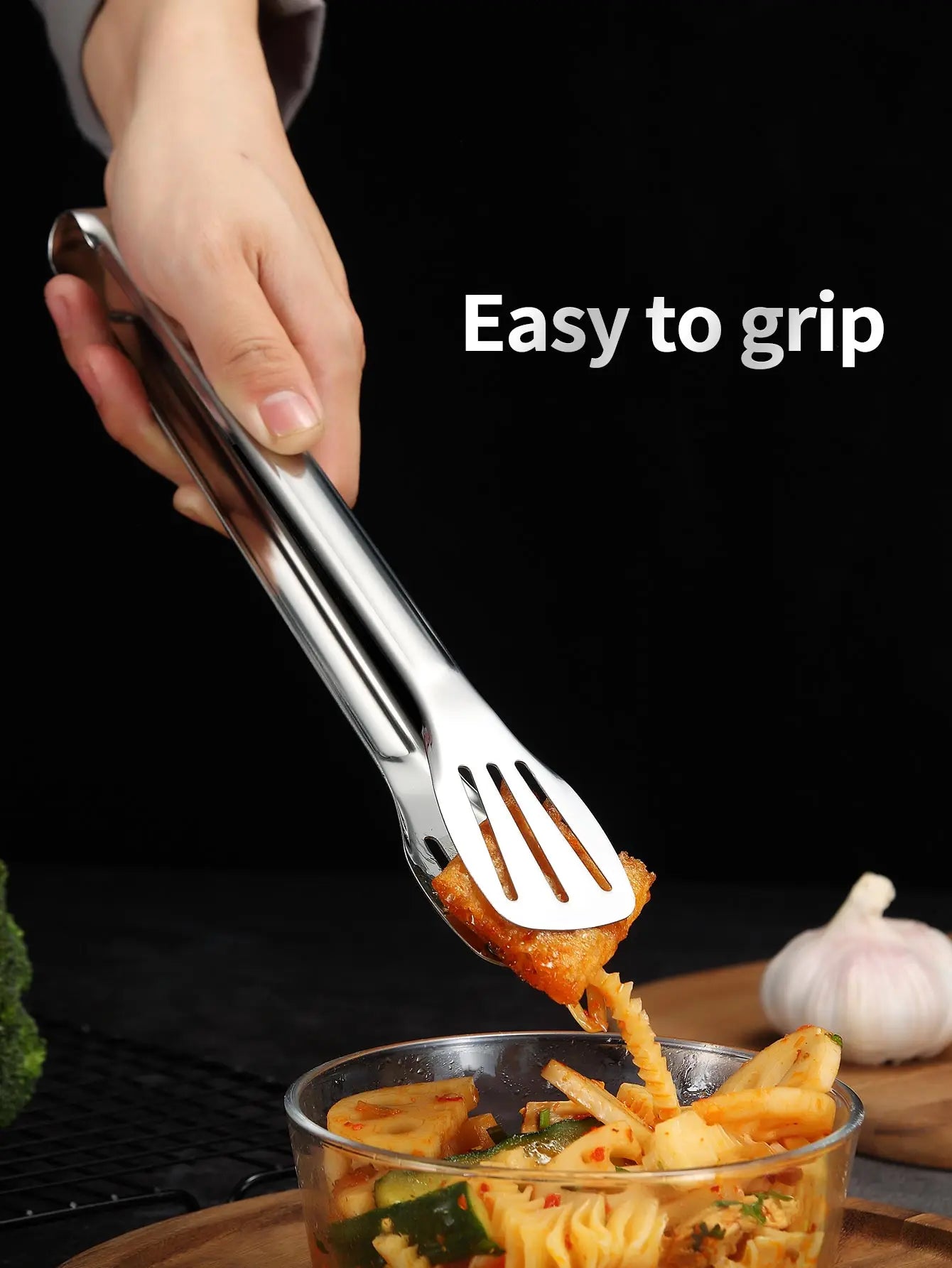 WORTHBUY Multifunctional Steak BBQ Tongs Stainless Steel Grill Tongs  Pancake Fried Pizza Bread Kitchen Tool