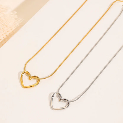 Fashion Twist Heart Pendant Necklace For Women Girls 18K Gold Plated Stainless Steel Chain Necklace