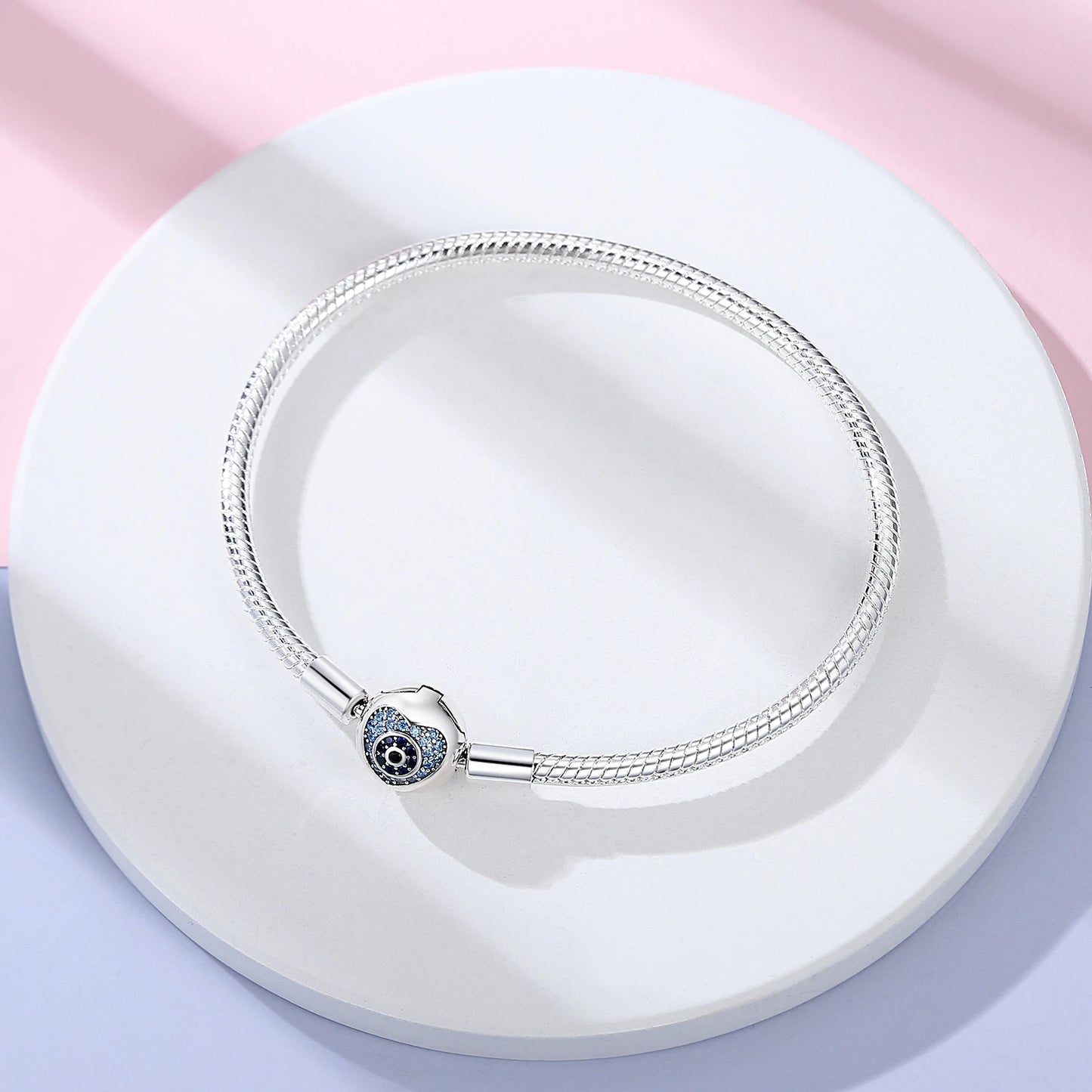 Volayer 925 Sterling Silver Bracelets Pavé Heart Shell Feathers Dreamcatcher Crown Clasp Snake Chain Bracelets Love Wing Bangles