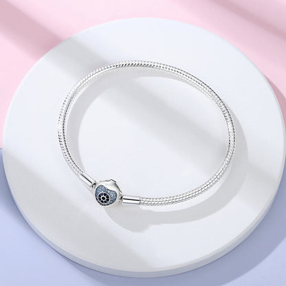 Volayer 925 Sterling Silver Bracelets Pavé Heart Shell Feathers Dreamcatcher Crown Clasp Snake Chain Bracelets Love Wing Bangles