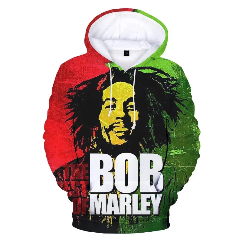 2024 Men's Pullover Bob Marley Personality Printed