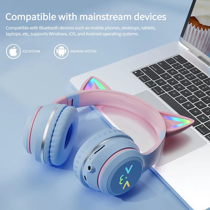 Gradient wireless Headphones RGB cute cat ear Bluetooth