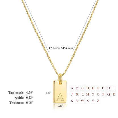 New Tiny Square A-Z Alphabet  Initial Letter Necklace Co
