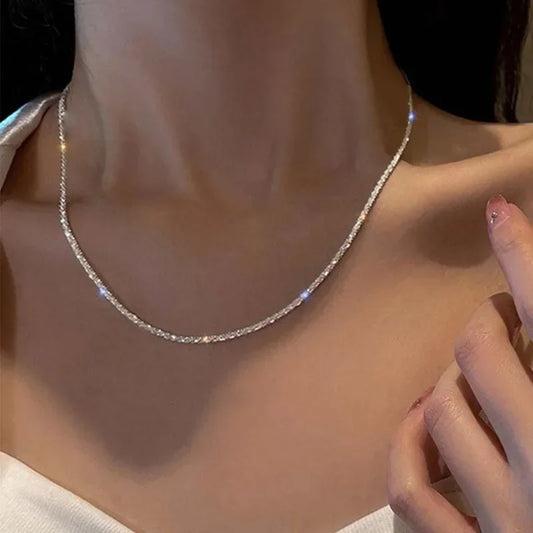 Sparkling Silver Color Clavicle Chain Choker Neck Wedding Party