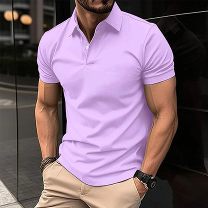 2024 Summer Men's Fashion Lapel Short-Sleeved Striped men's  Polo Shirt