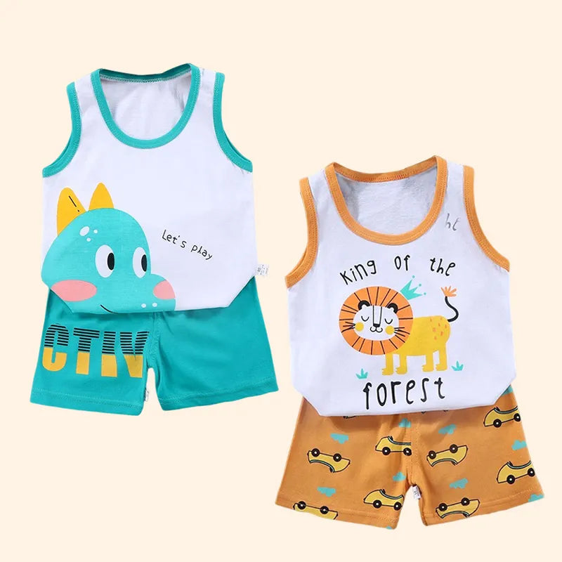 Children Sets Kids Vest Suit 2PCS Set Summer Cotton T-Shirt Girl