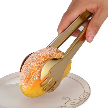 Stainless Steel Gold Kitchen BBQ Tongs Multiple Styles Cake Clip Food Steak Clamp Kitchenware Accessories Home Cooking Utensils