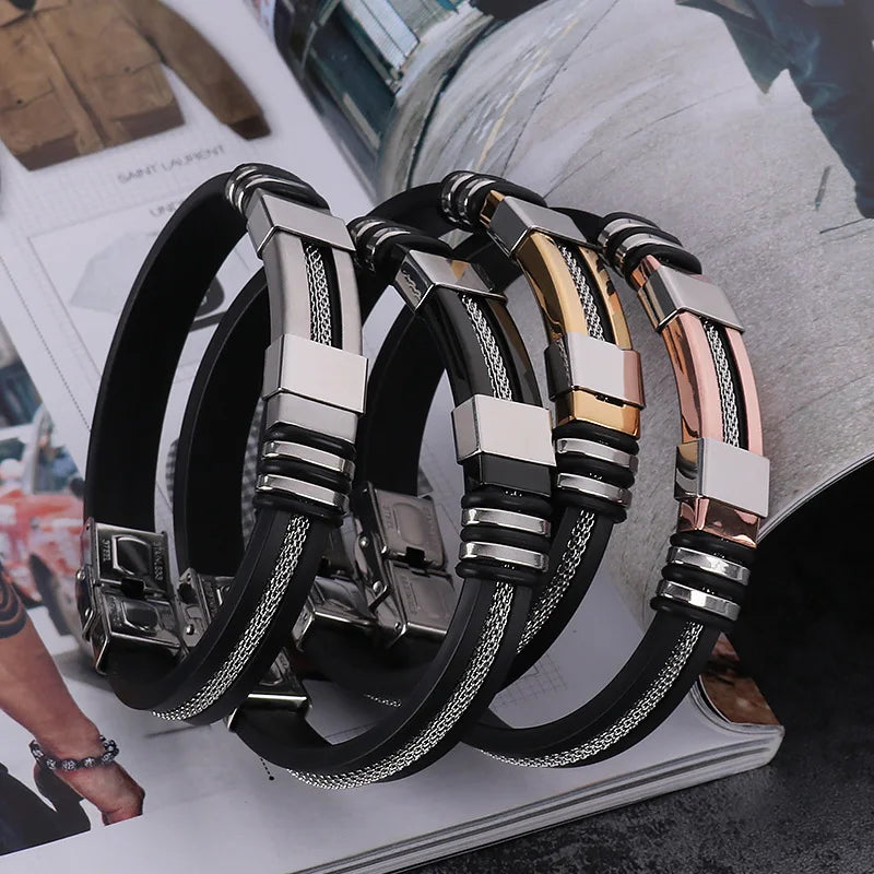 Fashion Stainless Steel Bracelets Men Wrist