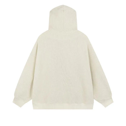 Corduroy Y2k Zip Up Hoodie Women Retro Embroidered Letter