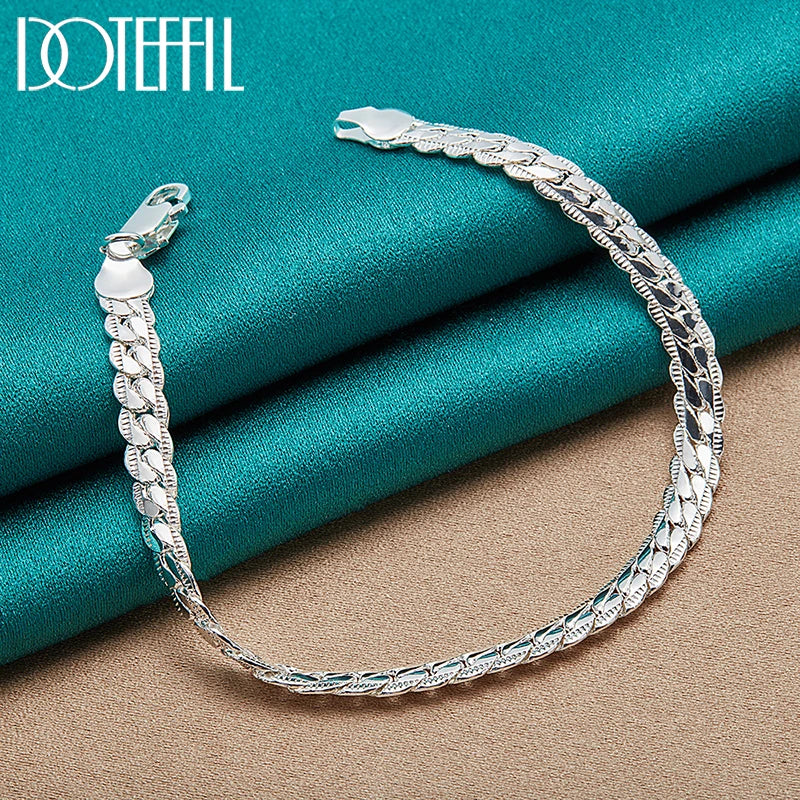 DOTEFFIL Silver Color Bracelet 6mm 18/19/20cm