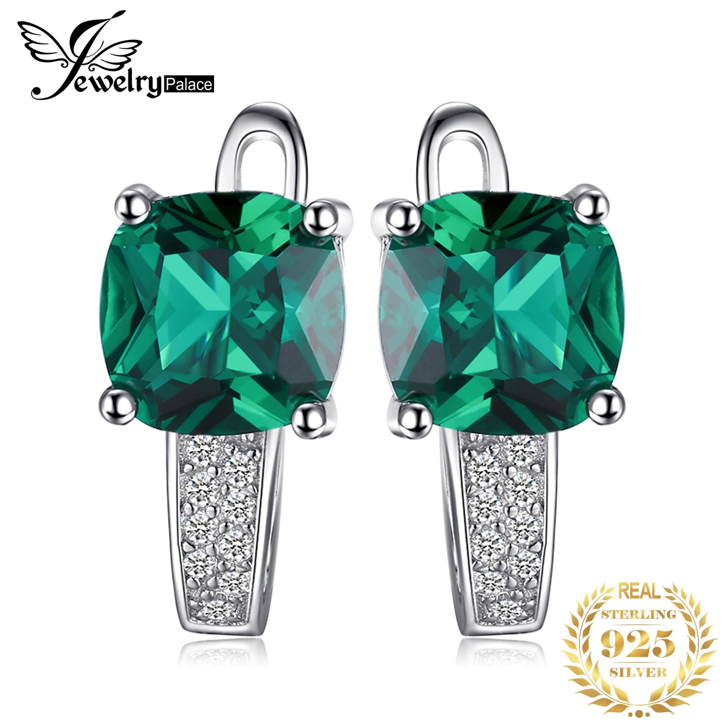 JewelryPalace Simulated Green Emerald Crrings for Women