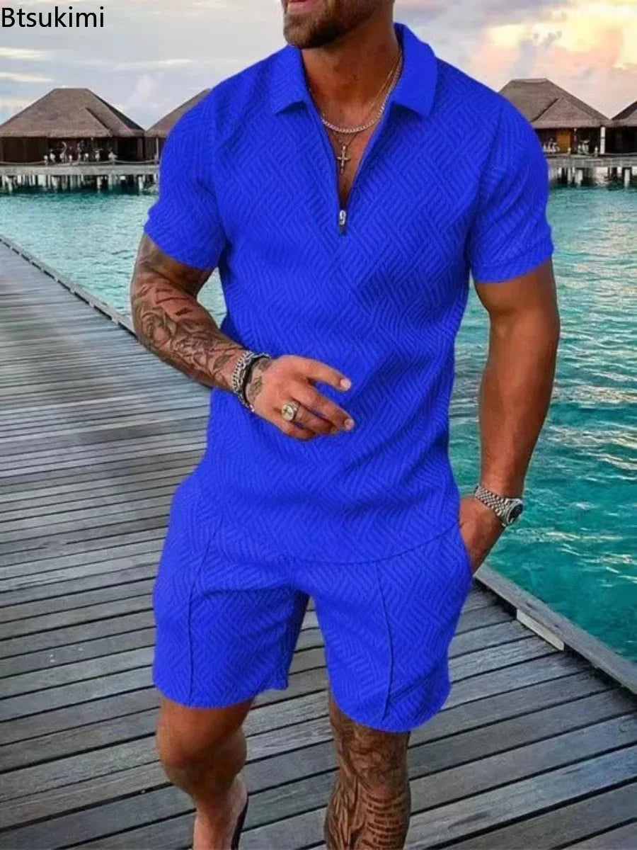 2024 Trend Men's Casual Sets Fashion 3D Digital Print Short Sluit