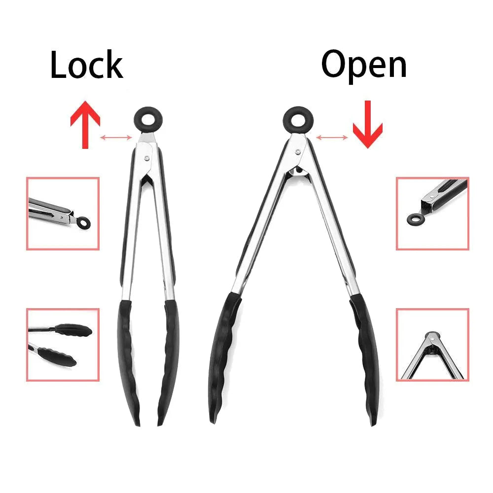 LMETJMA Premium Kitchen Tongs  Cooking Grille