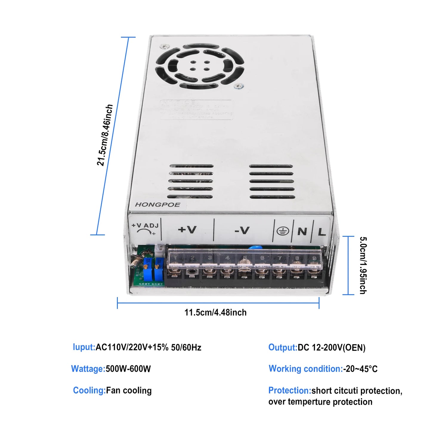 500W 600W Switching Power Supply Light48V 72V 85V 90V 1