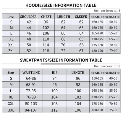 Men's Sets Zip Hoodie+Pants 2-piecet Casual Fitness Jogging Sportswear Suit