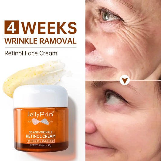 Wrinkle Retinol Face Cream Vitamin E Fine Lines Removal Hyaluronic Acid Moisturizing Lifting Aging Facial Cream Skin Care Beauty