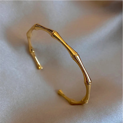 Stainless Steel Gold Color Bamboo Joint Bangles 2023