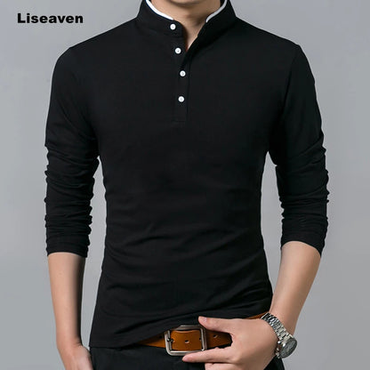 Liseaven T-Shirt Men Cotton T Shirt Full Sleeve tshirt Men