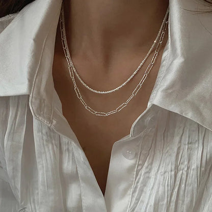 Popular Silver Colour Sparkling Clavicle Chain Choker