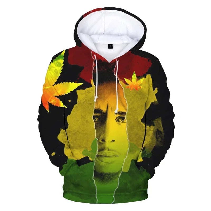 2024 Men's Pullover Bob Marley Personality Printed