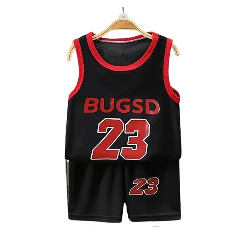 Children Sets Summer Sleeveless Basketball T-shirts Shorts