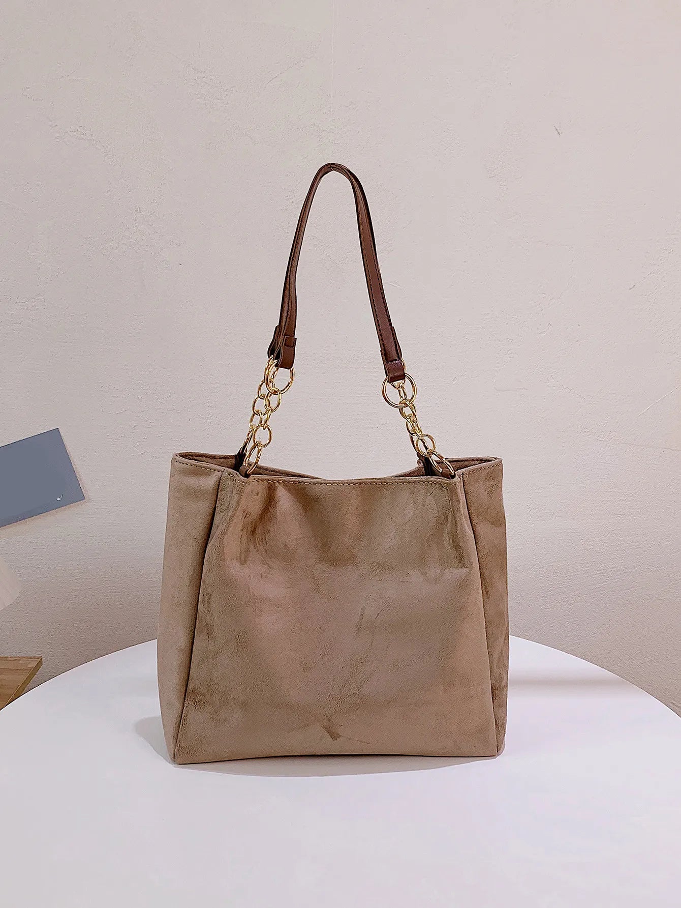 Large-Volume Suede Stylish Commuter Tote Bag For Ladies With One Shoulder Bag