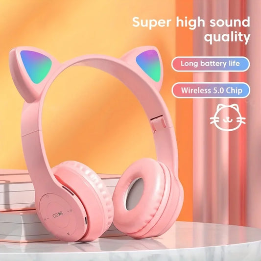 Cute Cat Ear Bluetooth Compatible Headset