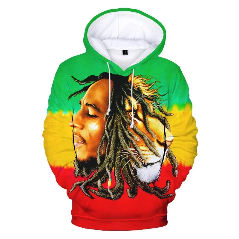 2024 Men's Pullover Bob Marley Personality Printed