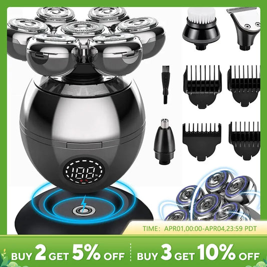 Electric Shaver 7D Floating Cutter Head Base Charging Portable Men Beard Trimmer Clipper Skull Shaver Waterproof Shaving