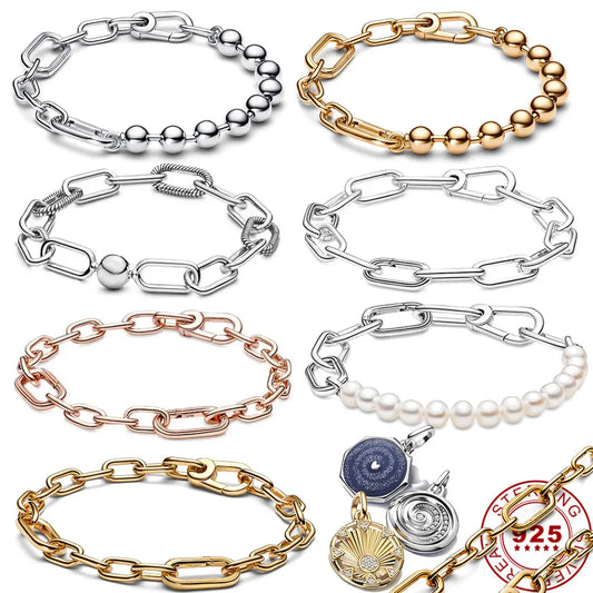 NEW 925 Silver Link Chain Bracelet For Women
