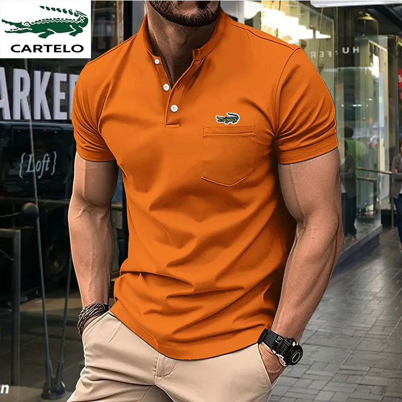 High quality men's embroidered polo shirt 2023 short sleeve T-shirt top