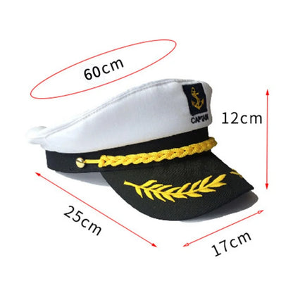 Adult Yacht Sailor Captain Hat Adjustable Men's and Women's