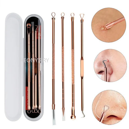 4PCS Acne Blackhead Comedone Black Spot Pimplore Cleanser Needle Hook