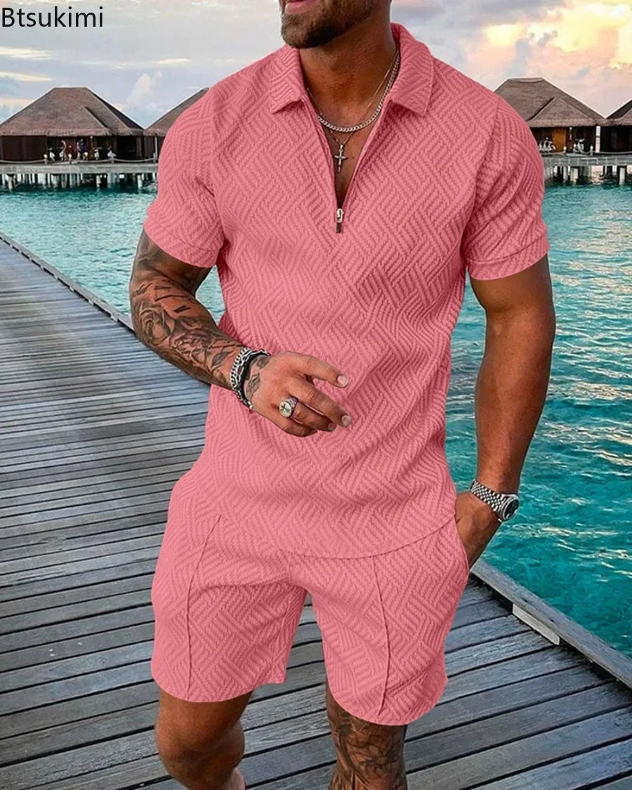 2024 Trend Men's Casual Sets Fashion 3D Digital Print Short Sluit